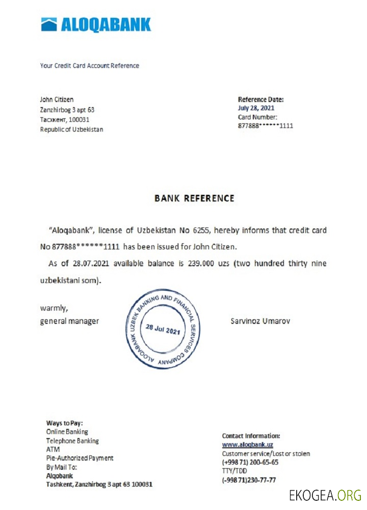 Ouzbékistan , Aloqabank , reference